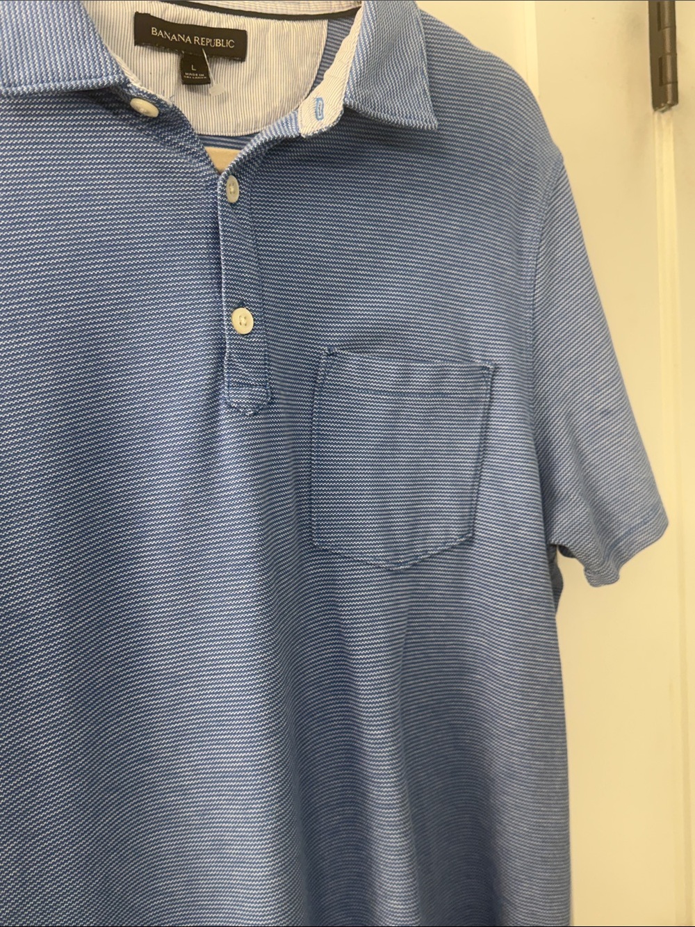 Banana Republic Short-Sleeve Striped Polo with Chest Pocket